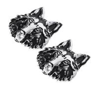 CIYODO Emblemas Metálicos 3D para Coche 2 Piezas, Calcomanías Adhesivas Plateadas de Cabeza de Animal Salvaje, Resistentes al Clima para Camiones y Motocicletas, Decoración