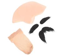 CIYODO Gorro Calvo de Látex Realista con Barba Postiza y Red para Disfraz Unisex Kit de Cosplay para Adultos y Adolescentes Accesorio para Halloween Teatro y Fiestas Temáticas