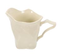 CIYODO Jarra de Cerámica Beige para Leche con Estilo Palacio, Jarra para Espumar Leche y Salsa, 1 Pieza, Taza de Crema Multifuncional para Café y Té, Dispensador Vintage para Cocina