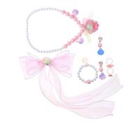 CIYODO Joyería Infantil Sirena para Niñas Incluye Clips de Lazo Collar con Conchas Pulsera de Perlas Pendientes y Anillo Accesorios Cómodos y Coloridos para Fiestas y Disfraces de
