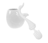 CIYODO Juego De Cepillo De Inodoro De Cisne Mango Largo, Soporte De Cerámica Blanco y Cerdas Densas para Limpieza Eficaz En Baño Doméstico, Accesorios De Limpieza para Aseo