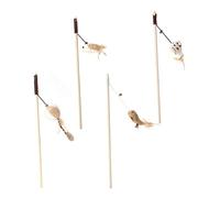 CIYODO Juguetes Interactivos para Gatos con Mango De Madera Antideslizante y Colgante De Peluche, Set De 4 Unidades, Diseño Variado, Adecuado para Juego Casa, para Gatos y Amantes De Mascotas