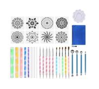 CIYODO Kit de Herramientas para Mandalas y Fácil de Limpiar 32 Piezas, Pinceles Acrílicos Plantillas de Plástico para Pintar Mandalas y Rocas Adecuado para Arte DIY