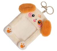 CIYODO Llavero Porta Tarjetas de Identificación de Felpa Adorable Funda Transparente, Tamaño 3 Pulgadas, Diseño Perro Marrón, Protector para Tarjetas Bancarias y Carnet, Adecuado