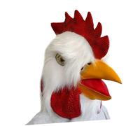 CIYODO Máscara de Látex de Cabeza de Gallina White Peluda, Accesorio Novedoso para Disfraz de Víspera de Todos, Tamaño Portátil y Transpirable para Fiesta, Carnaval y Cosplay