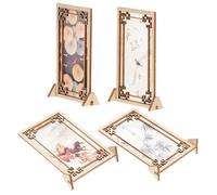 CIYODO Mini Biombo Ornamental Decorativo para Niños 4 Piezas Tamaño Mini Color Retro Madera Estable Accesorios para Casas De Muñecas y Decoración De Escritorio Colección DIY