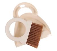CIYODO Mini Escoba y Recogedor Práctico para Escritorio Diseño Ergonómico Antideslizante Kit Compacto para Limpieza y Almacenamiento Vertical Color Beige para Limpieza de Polvo Oficina y