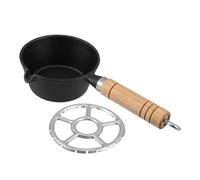CIYODO Mini Sartén de Hierro Fundido con Mango de Madera Ergonómico Cazo Pequeño para Estufa de Inducción Gas y Eléctrica para Huevos Mantequilla y Calentamiento de Leche Retención de