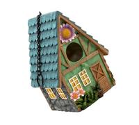 CIYODO Nido de Pájaros Artesanal de Resina para Jardín y Patio Decoración Rústica Colgante Resistente al Viento Casita de Aves Creativa para Exteriores