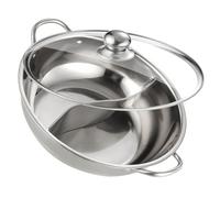 CIYODO Olla Caliente para Cocinar Alimentos 34 Cm de Acero Inoxidable con Divisor y Tapa, Compatible con Inducción y Gas, Utensilios de Cocina para Hogar y Restaurante, Olla de Sopa