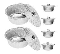 CIYODO Ollas Desechables Redondas de Aluminio 2000 Ml, Resistentes a Altas Temperaturas, para Cocinar y Asar, Aptas para Camping y Barbacoas, Paquete de 6 Unidades