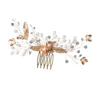 CIYODO Peine de Boda para Novia con Cristales Brillantes Adorno Ligero y Elegante Accesorio Artesanal para Damas de Honor y Bodas Tono Dorado Adaptable
