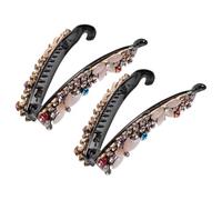 CIYODO Pinzas Cabello de Plátano para Mujer Incrustaciones de Cristal y Ópalo, Aleación Resistente y Cómoda, Ideales para Coletas y Cabello Rizado en Bodas y Fiestas, Pack de 2
