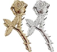 CIYODO Pinzas Cabello Forma de Rosa de Aleación Plateada, Paquete de 2 Piezas, Diseño Elegante y Cómodo, Ideales para Mujeres en Ejercicio o Navidad