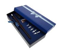 CIYODO Pluma de Inmersión Vintage con Caja de Madera para Caligrafía y Dibujo Incluye Puntas Reemplazables y Tinta Regalo Elegante para Artistas y Escritura Clásica