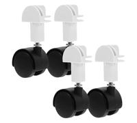 CIYODO Ruedas Giratorias para Jaula De Gatos y Perros, Ruedas De Repuesto De Plástico Negro Clip Blanco, Accesorio Práctico para Movilidad y Transporte En Recintos De Mascotas