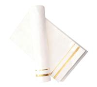 CIYODO Servilletas de Papel white Ribete Dorado 100 Unidades para Bodas Fiestas y Banquetes Servilletas Desechables Elegantes para Celebraciones y Eventos Formales