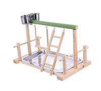 CIYODO Soporte para Periquitos de Madera Parque para Estante de Entrenamiento para Pájaros y Diversión de Mascotas Color Aleatorio