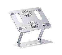 CIYODO Soporte Refrigerante para Portátil de Aleación de Aluminio Base Ajustable con Doble Ventilador y Diseño Ergonómico para Laptops Plateado