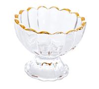 CIYODO Taza de Vidrio para Postres con Dorado Copa para Helado y Pudding para Hogar y Restauración