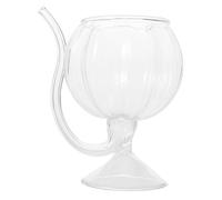 CIYODO Vampire Wine Glass Pumpkin Shape With Built-in Straw Halloween Party Glassware For Wine Cocktails Juices Easy To Clean Unique Barware