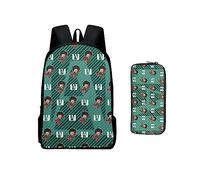 Ciyoulio MHA - Mochila + bolsa para bolígrafos, juego de 2 piezas Midoriya Izuku, bolsa escolar, bolsa de hombro Bakugou Katsuki/Toga Himiko con impresión 3D para estudiantes, Tipo 4, Talla única