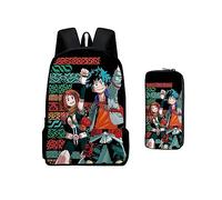 Ciyoulio MHA - Mochila + bolsa para bolígrafos, juego de 2 piezas Midoriya Izuku, bolsa escolar, bolsa de hombro Bakugou Katsuki/Toga Himiko con impresión 3D para estudiantes, tipo 1, Talla única