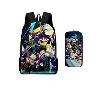 Ciyoulio MHA - Mochila + bolsa para bolígrafos, juego de 2 piezas Midoriya Izuku, bolsa escolar, bolsa de hombro Bakugou Katsuki/Toga Himiko con impresión 3D para estudiantes, Tipo 9, Talla única