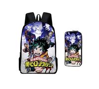 Ciyoulio MHA - Mochila + bolsa para bolígrafos, juego de 2 piezas Midoriya Izuku, bolsa escolar, bolsa de hombro Bakugou Katsuki/Toga Himiko con impresión 3D para estudiantes, Tipo 8, Talla única
