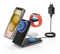 CIYOYO 3 en 1 Cargador Inalámbrico Plegable para Apple y Fitbit Watch, Cargador de Inducción Magnética para iPhone 15/14/13/12 Pro MAX, Fitbit Watch Charge5/Charge6/Luxe, para AirPods 3/2/Pro