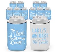 Ciyvolyeen Last Toast On The Coast - Fundas para latas de despedida de soltera, 12 piezas de accesorios de decoración de despedida de soltera, regalos de fiesta en la playa a granel para regalos de