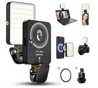 CIYYFVA 128 LED Luz de Relleno Magnética, 3 Modos y 10 Niveles de Brillo, Luz Selfie Recargable con Clip de 3000mAh para Vídeo/Teléfono/Tableta/Ordenador Portátil/Maquillaje