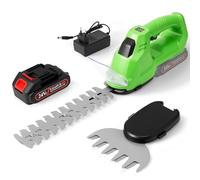 Cizalla de césped y tamaño seto 2 en 1 inalámbrico 21 V, tamaño seto eléctrico con 2 baterías, 32 cm tamaño seto y 15 cm tijera, corte borde inalámbrico con batería para arbusto, jardín y césped