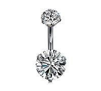 CIZME G23 Titanio Corto Piercing Ombligo 6mm Hilo Interno 14G Barra de Vientre con CZ Piercing Joyería