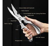 Cizuras de cocina tijeras de servicio pesado para carne de pavo de carne para lavavajillas multipropósito de pavo seguro (Plata)