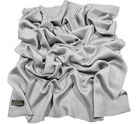 CJ Apparel Gris Claro Solido Colore Disegno Nepalese Fringe Scialle Sciarpa Pashmina ha Rubato NUEVO