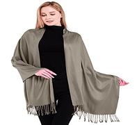 CJ Apparel Light Beige Solid Color Tassels Design Nepalese Shawl Seconds Scarf Wrap Stole Throw Head Wrap Pashmina Hand Made in Nepal New