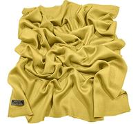 CJ Apparel Oro Amarillo Solido Colore Disegno Nepalese Fringe Scialle Sciarpa Pashmina ha Rubato NUEVO