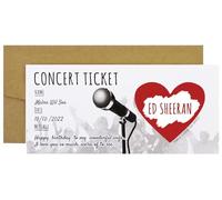 CJ&M Tarjeta para rascar para concierto o festival, boleto musical sorpresa, personalizable, concierto, cumpleaños, Navidad