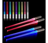 CJBIN Palillos Iluminados, 2 Pares Lightsaber Chopsticks Con 9 Modos de Color, Luminosos Sin BPA, Led, Reutilizables, Lavable a Máquina, Espada Láser Para Cocina y Fiesta