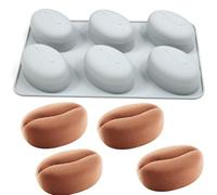 Cjeuxnr 1 molde de silicona con forma de fruta 3D para postre francés, mousse, pasteles, pasteles, pasteles, chocolate, trufa, cupcakes, gelatina, pudín de galletas (grano de café de 6 eslabones (87 g