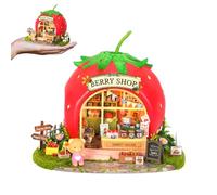 Cjeuxnr Kit de casa en miniatura con muebles, juego de montaje hecho a mano para adultos, decoraciones de Halloween, Navidad, regalos para amigos y familiares (tienda de bayas)