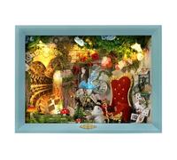 Cjeuxnr Kit de casa en miniatura de bricolaje, mini kit de casa de muñecas, kit de construcción de mini casa, kit de mini modelo artesanal de madera 3D, regalos de cumpleaños Decoración para el hogar