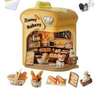 Cjeuxnr Kit de casa en miniatura para bricolaje, modelo de casa de muñecas, conjunto de construcción en miniatura con iluminación LED, regalo para entusiastas de las manualidades para adultos