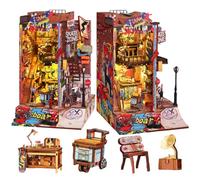 Cjeuxnr Kit de rincón de libro, rompecabezas de madera 3D para sujetalibros, kit de casa de matrimonio en miniatura para decoración de estantería, modelo de bricolaje, kits de rincón de libros para