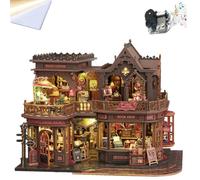 Cjeuxnr Kit de rincón de libros para adultos, casa en miniatura de madera 3D con luz LED, inserto de estantería vintage, decoración del hogar y regalo (ES020-ZY)