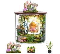Cjeuxnr - Kit miniatura para casa de muñecas, caja de vidrio, con luces LED, mini juego de casa, creativo de cumpleaños, Año Nuevo, boda, regalo para mujeres amantes del (Fairytale Garden)