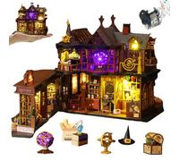 Cjeuxnr Mini Magic House Kits 3D de madera para casa de muñecas, modelo de habitación creativa, con luces LED, manualidades para adultos, regalos de cumpleaños de Navidad (tesoro mágico, sin cubierta