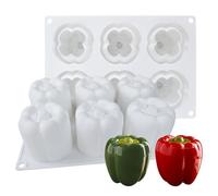 Cjeuxnr Molde de silicona 3D con 6 cavidades de 2.6 pulgadas con forma de pimiento vegetal para hornear pastelería, pastel de chocolate, postre, herramientas de decoración para hornear, molde