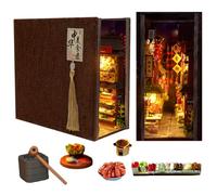 Cjeuxnr Rompecabezas de madera DIY modelo 3D en miniatura para manualidades, rincón de libros, kits de inserción de estante hecho a mano, juguetes de casa de muñecas en miniatura para regalo de
